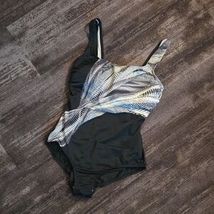 Reebok Black and White One-Piece Swimsuit